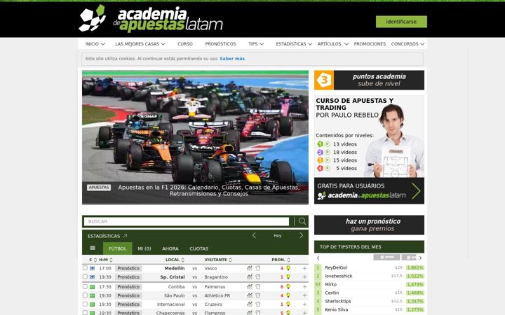 Screenshot of academiadeapuestaslatam.com