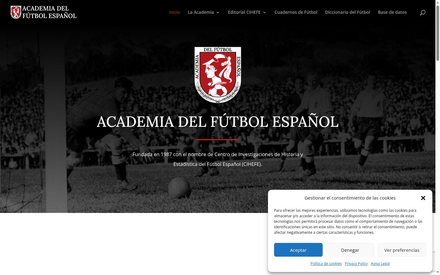 Captura de pantalla del banner de consentimiento mostrado antes de cualquier interacción