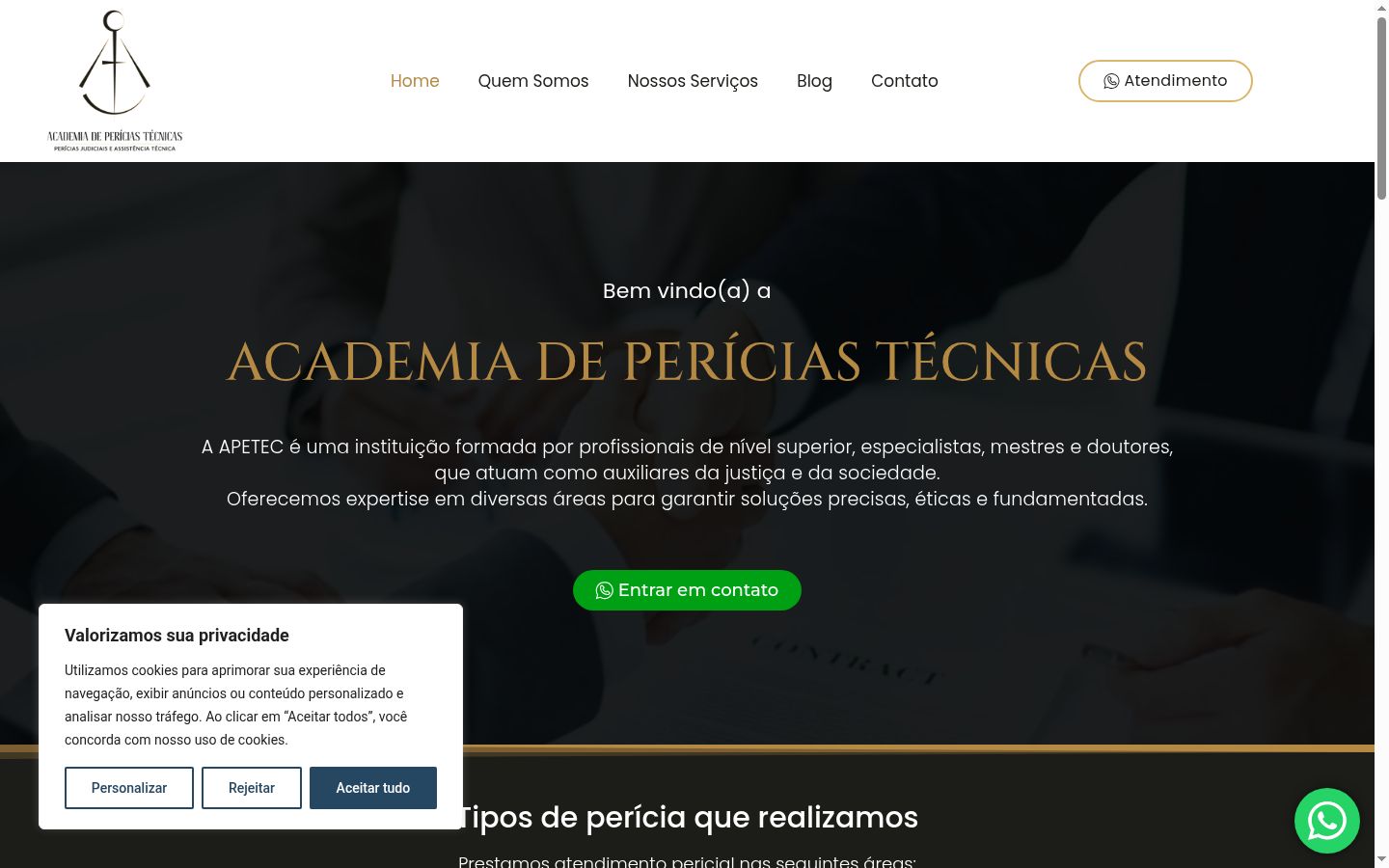 Captura de ecrã do banner de consentimento apresentado antes de qualquer interação