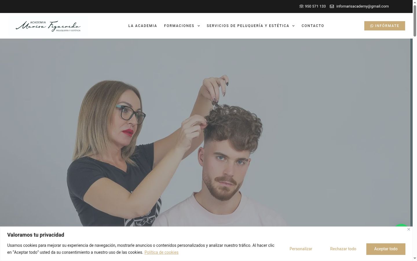 Captura de ecrã do banner de consentimento apresentado antes de qualquer interação