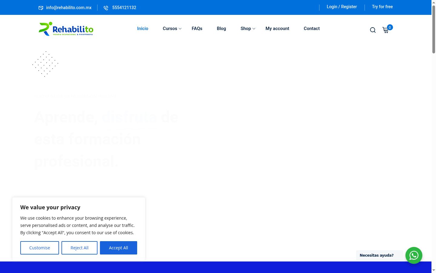 Screenshot of the consent banner shown before any interaction