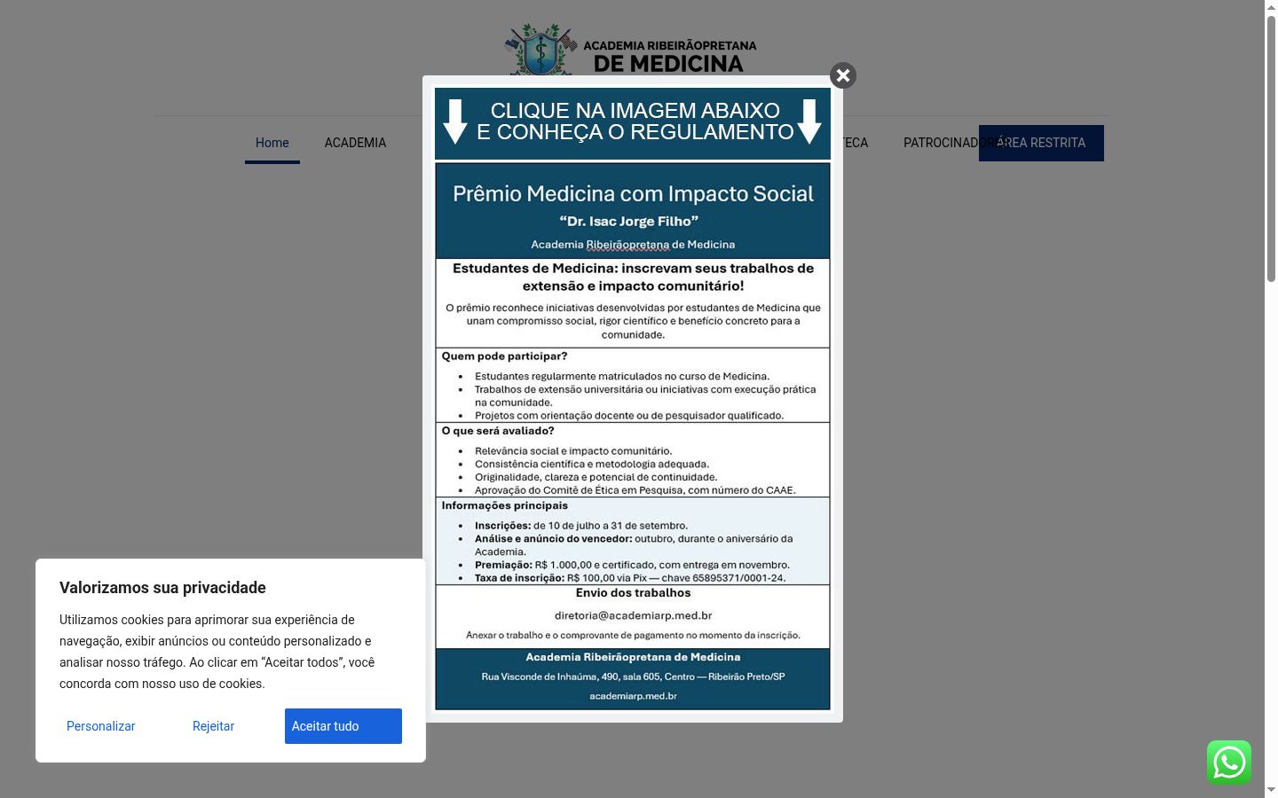 Képernyőkép a bármilyen interakció előtt megjelenő hozzájárulási bannerről