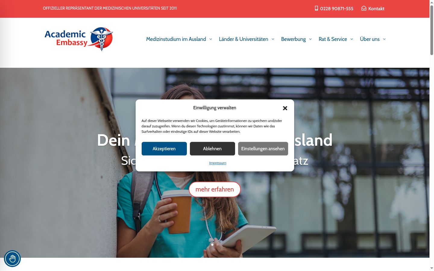 Sutikimo reklamjuostės, rodytos prieš bet kokią sąveiką, ekrano kopija