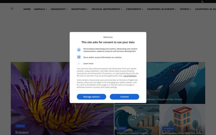 Screenshot of academickids.com