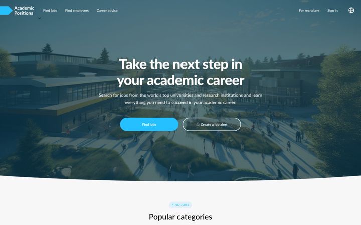 Screenshot of academicpositions.com