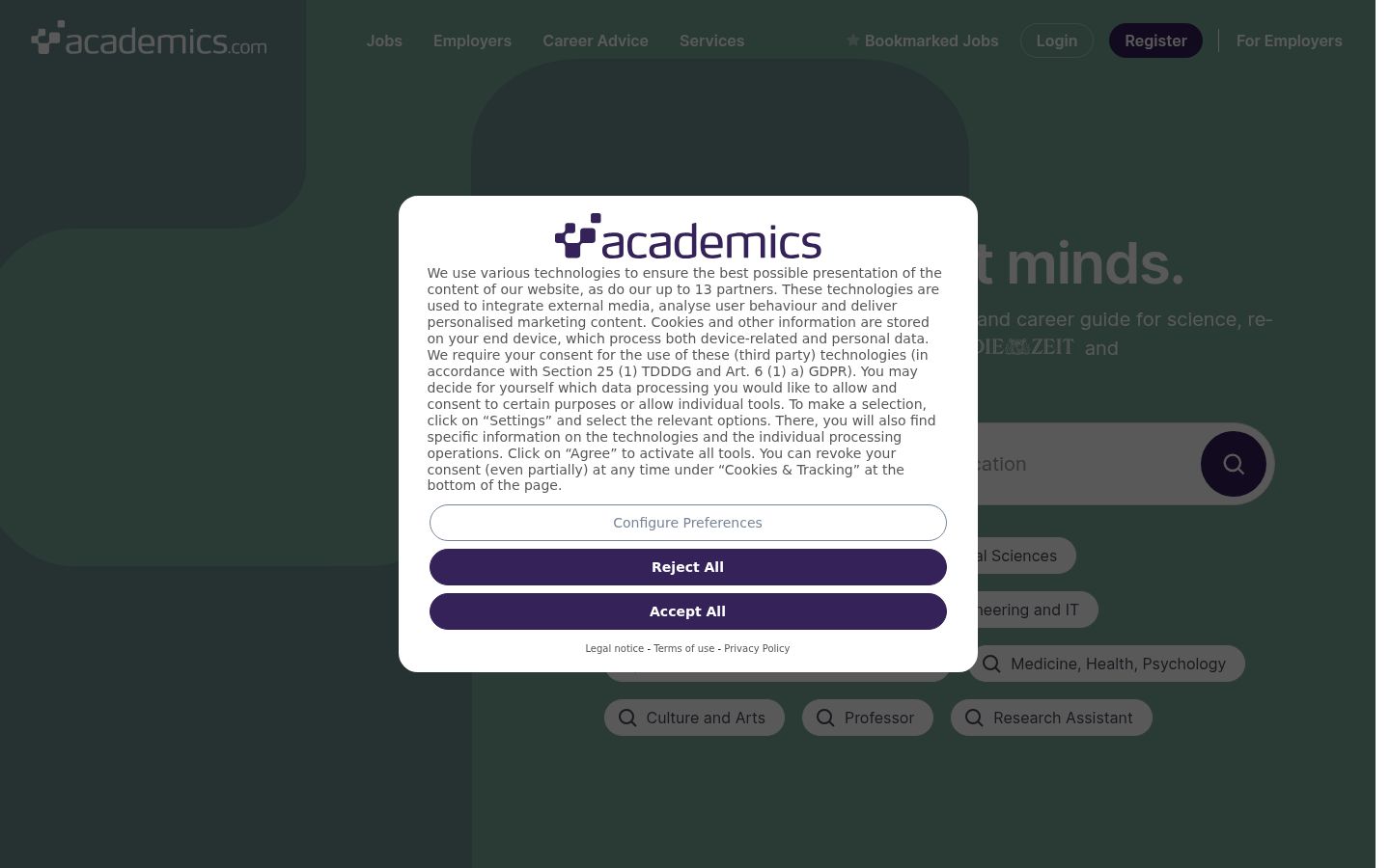 Screenshot of the consent banner shown before any interaction