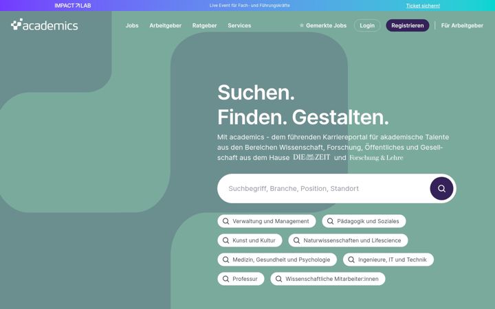Screenshot of academics.de