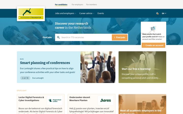 Screenshot of academictransfer.com