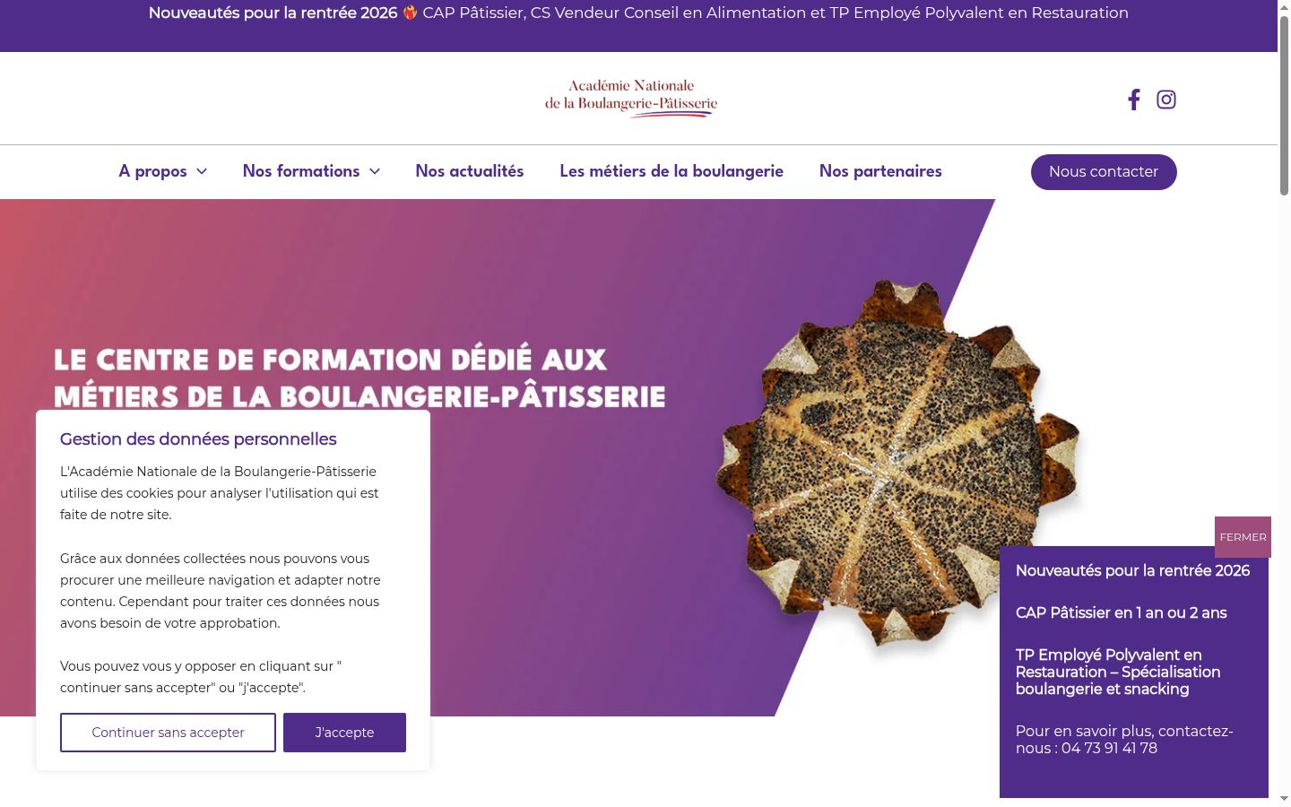 Screenshot of the consent banner shown before any interaction