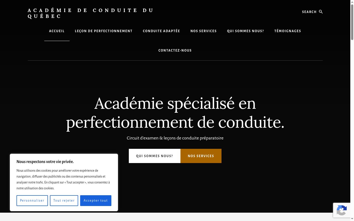 Capture d'écran de la bannière de consentement affichée avant toute interaction