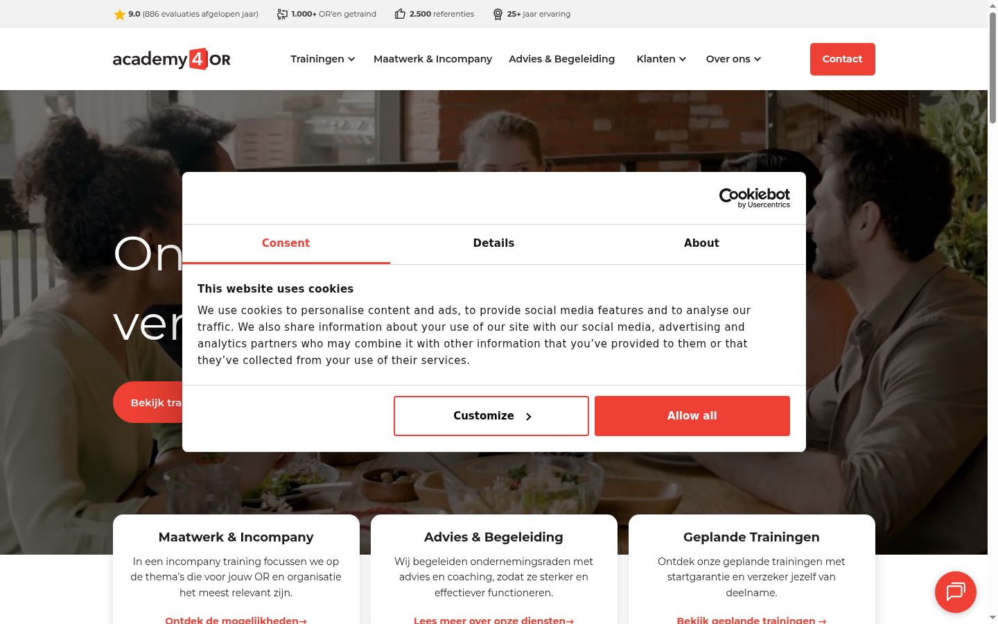 Sutikimo reklamjuostės, rodytos prieš bet kokią sąveiką, ekrano kopija