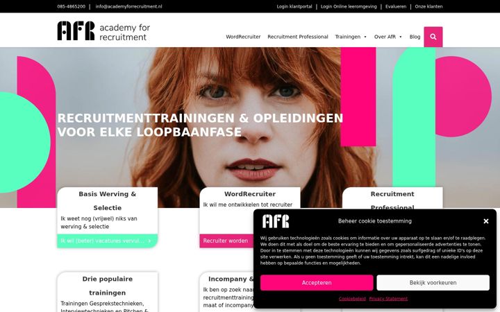 Skärmbild av academyforrecruitment.nl