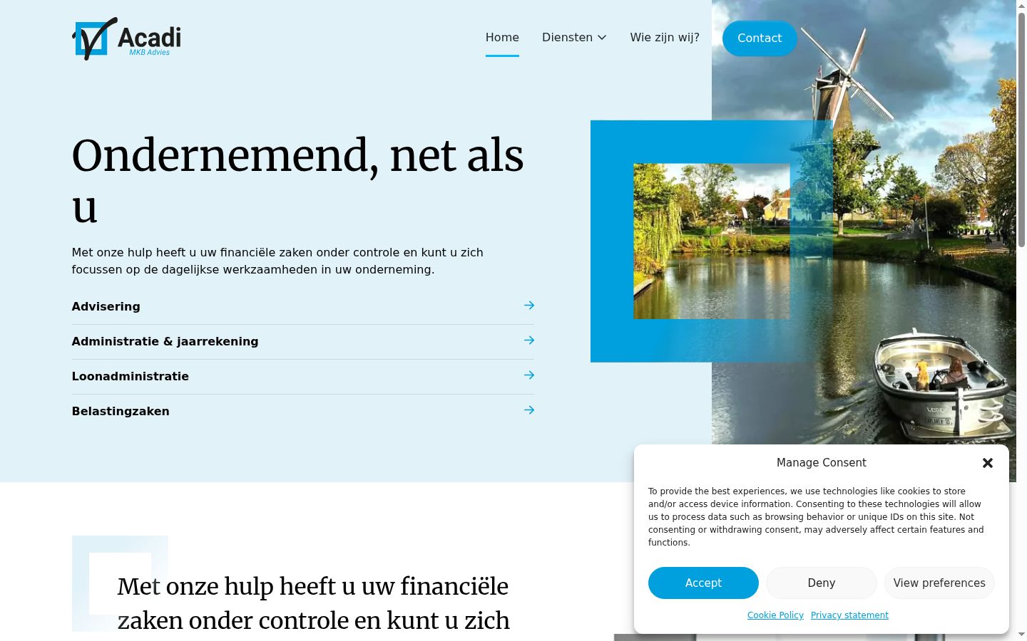 Skjermbilde av samtykkebanneret slik det vises før noen interaksjon