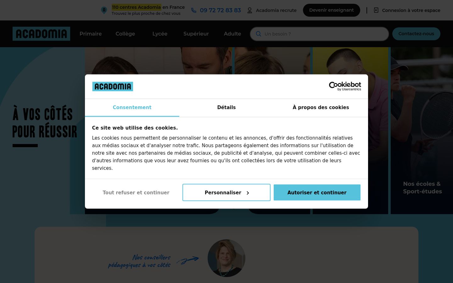 Screenshot del banner di consenso mostrato prima di qualsiasi interazione