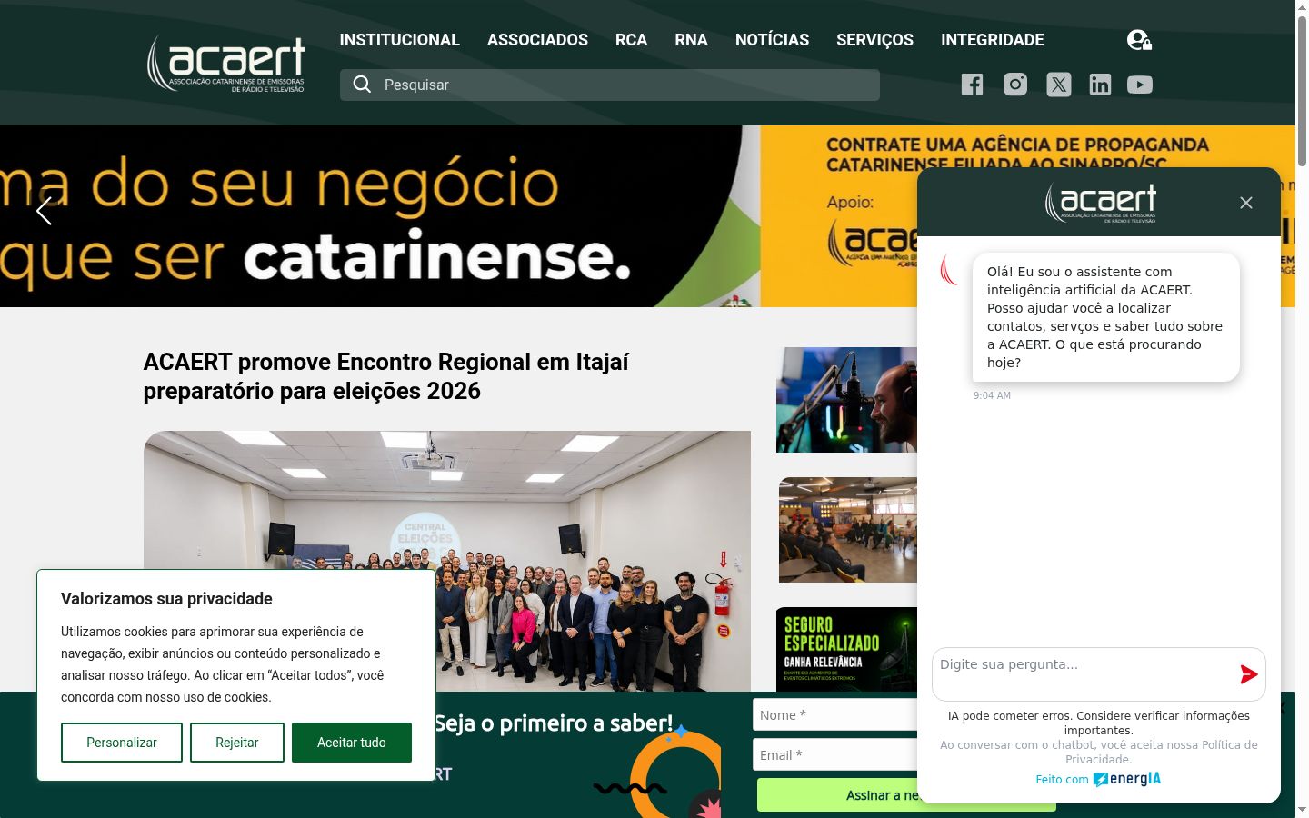 Screenshot del banner di consenso mostrato prima di qualsiasi interazione