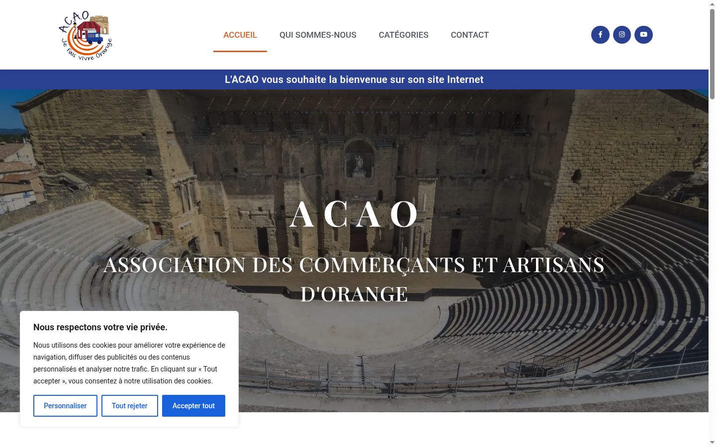 Screenshot del banner di consenso mostrato prima di qualsiasi interazione