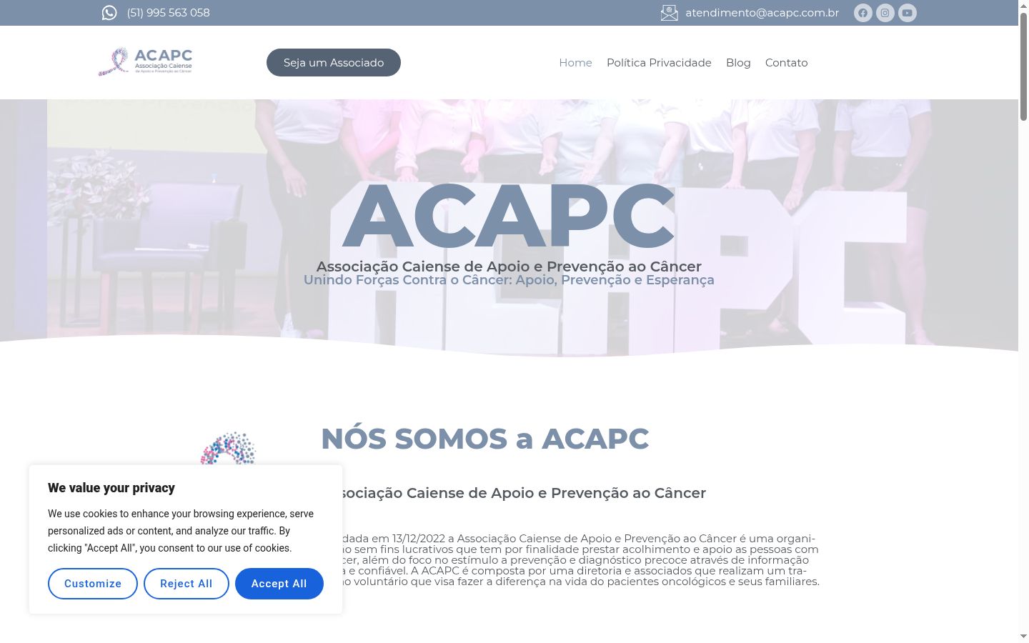Screenshot del banner di consenso mostrato prima di qualsiasi interazione