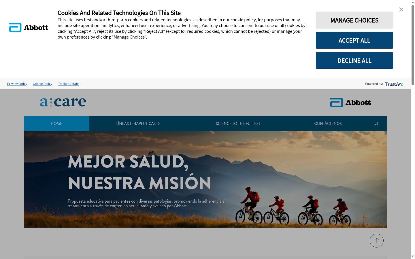 Screenshot of the consent banner shown before any interaction