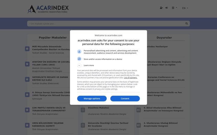 Screenshot of acarindex.com