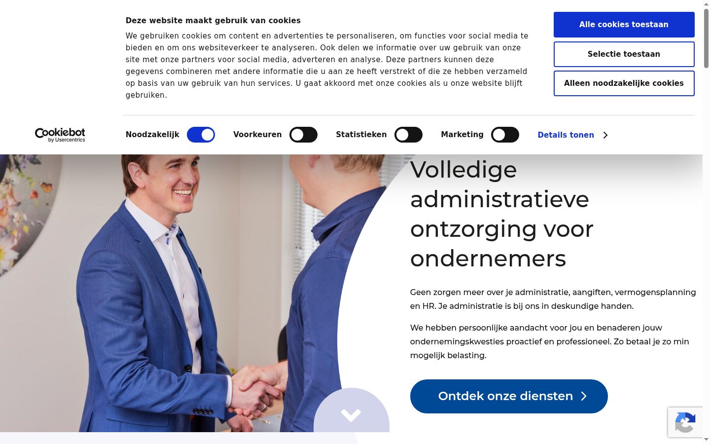 Screenshot van de toestemmingsbanner zoals getoond vóór enige interactie