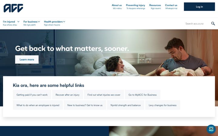 Screenshot of acc.co.nz
