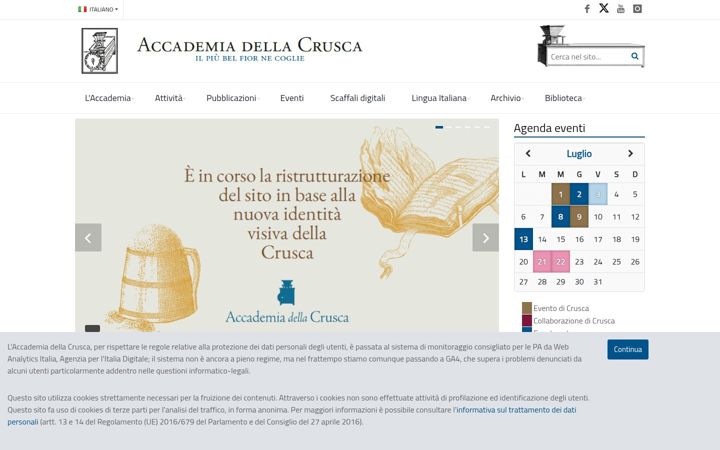 Screenshot of accademiadellacrusca.it