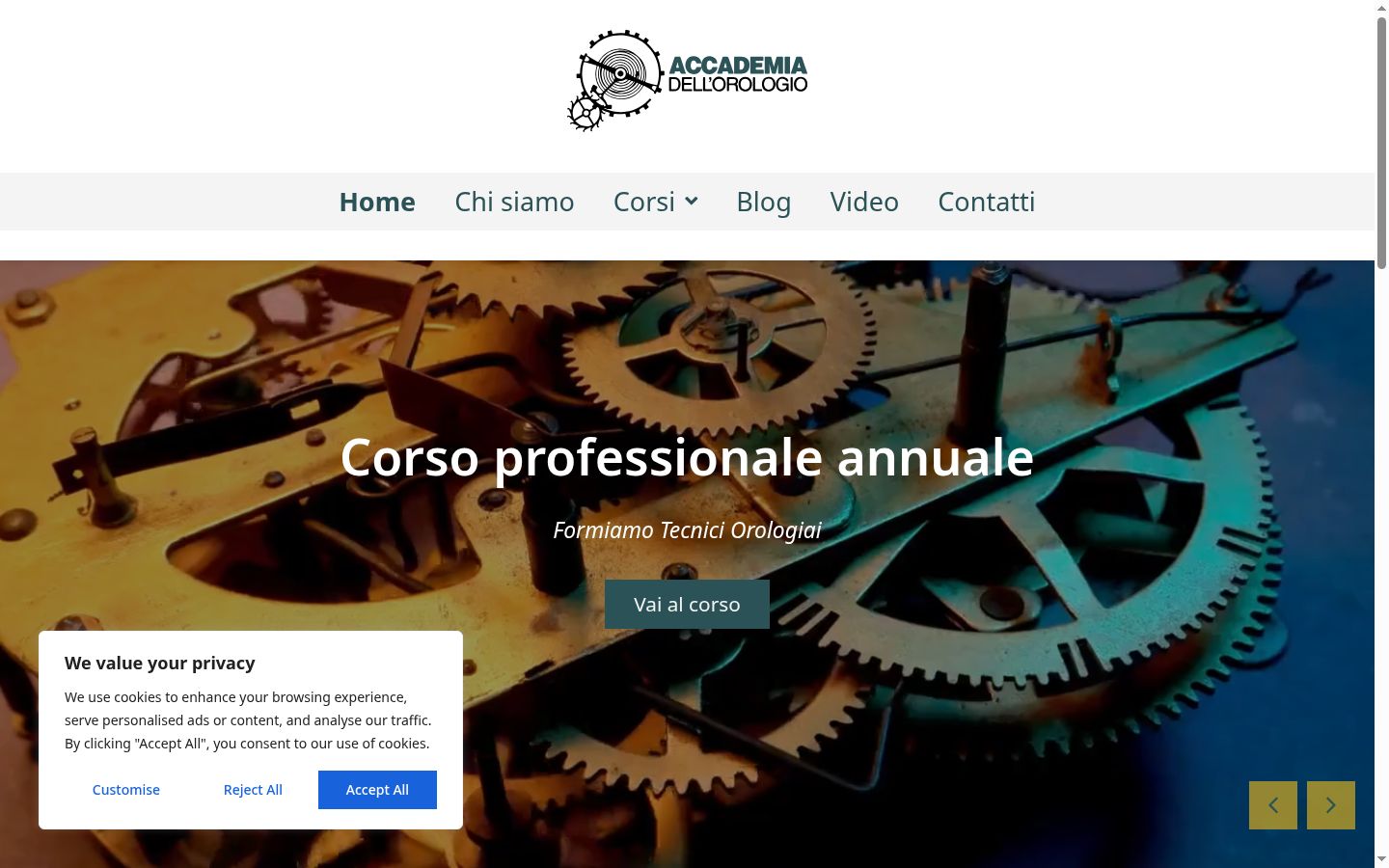 Screenshot del banner di consenso mostrato prima di qualsiasi interazione