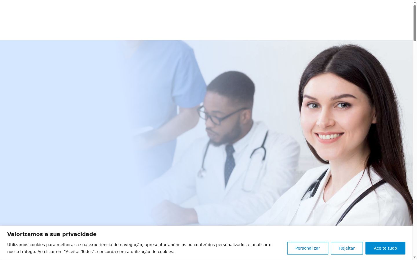 Captura de ecrã do banner de consentimento apresentado antes de qualquer interação
