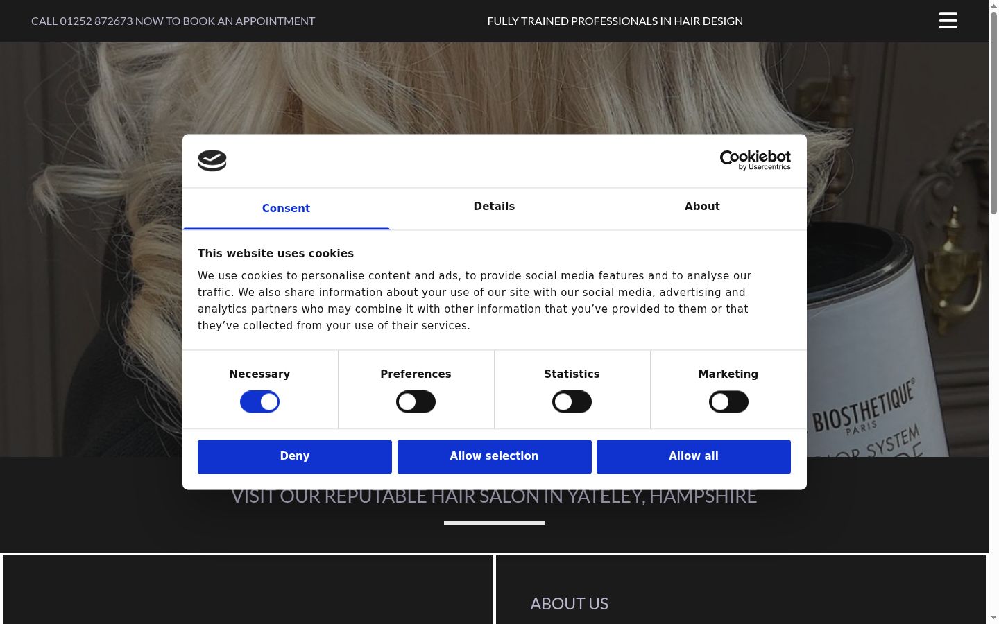 Screenshot of the consent banner shown before any interaction