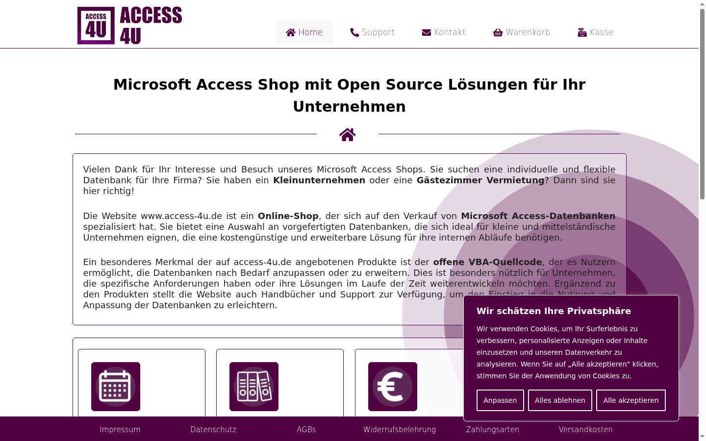 Screenshot des Einwilligungsbanners vor jeglicher Interaktion