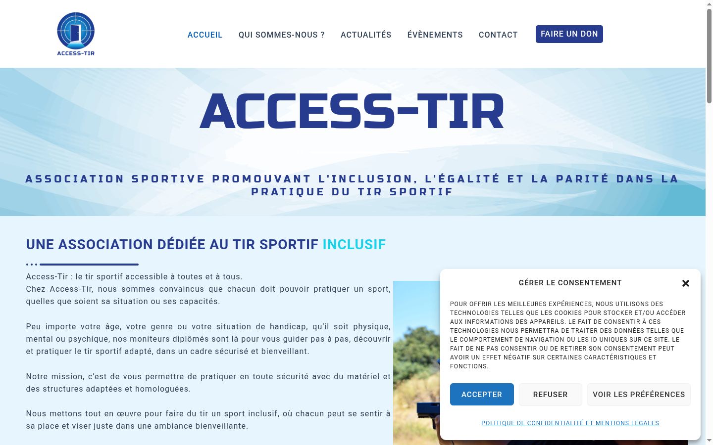 Screenshot del banner di consenso mostrato prima di qualsiasi interazione
