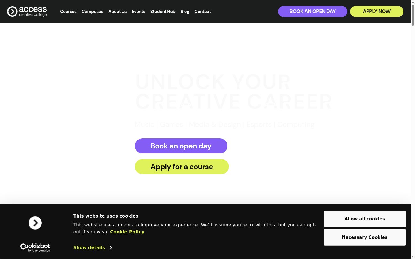 Screenshot of the consent banner shown before any interaction