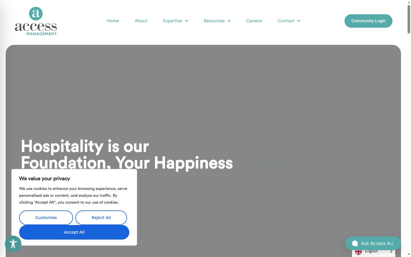 Screenshot of the consent banner shown before any interaction