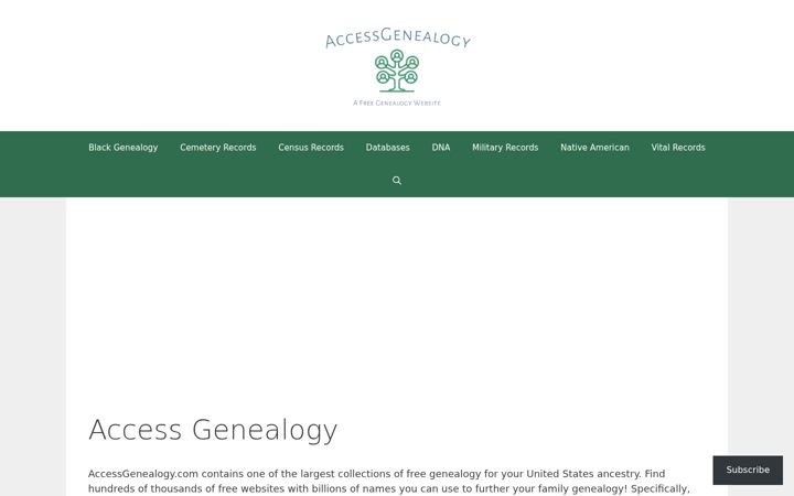 Screenshot of accessgenealogy.com