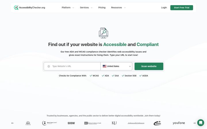 Screenshot of accessibilitychecker.org
