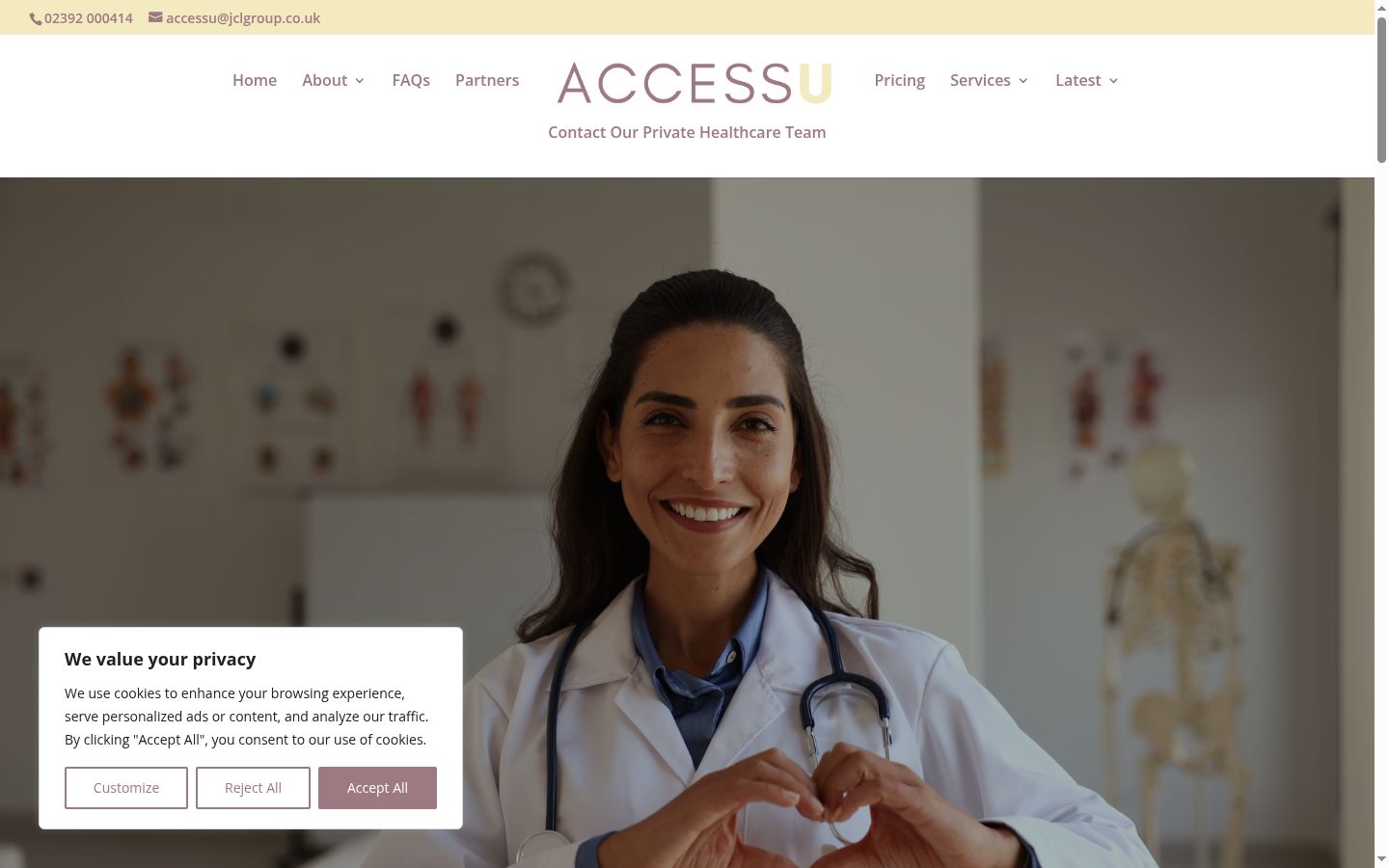 Screenshot del banner di consenso mostrato prima di qualsiasi interazione