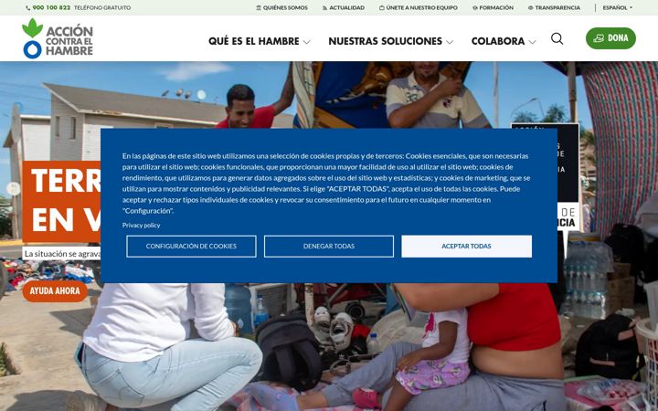 Screenshot of accioncontraelhambre.org