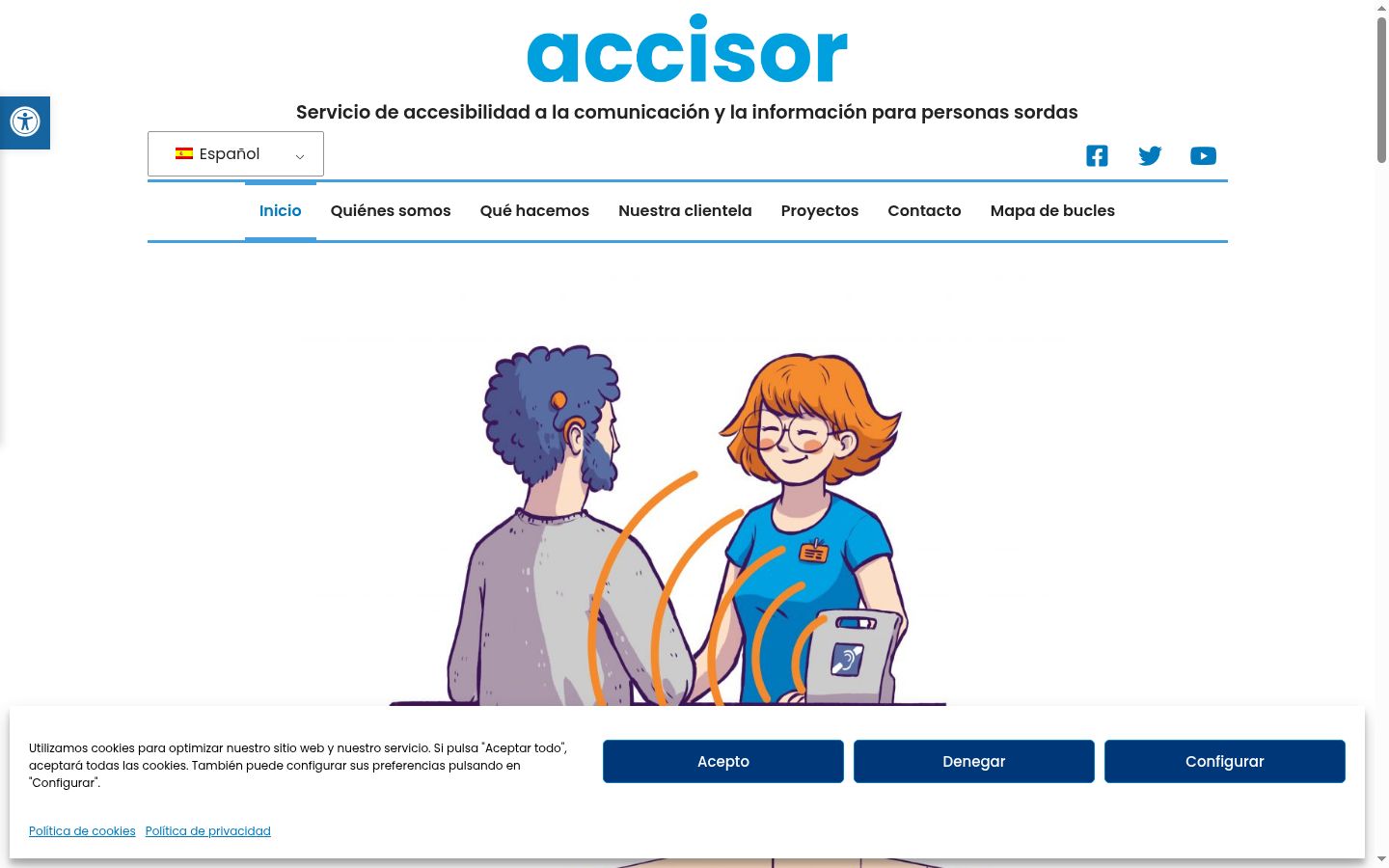 Captura de ecrã do banner de consentimento apresentado antes de qualquer interação