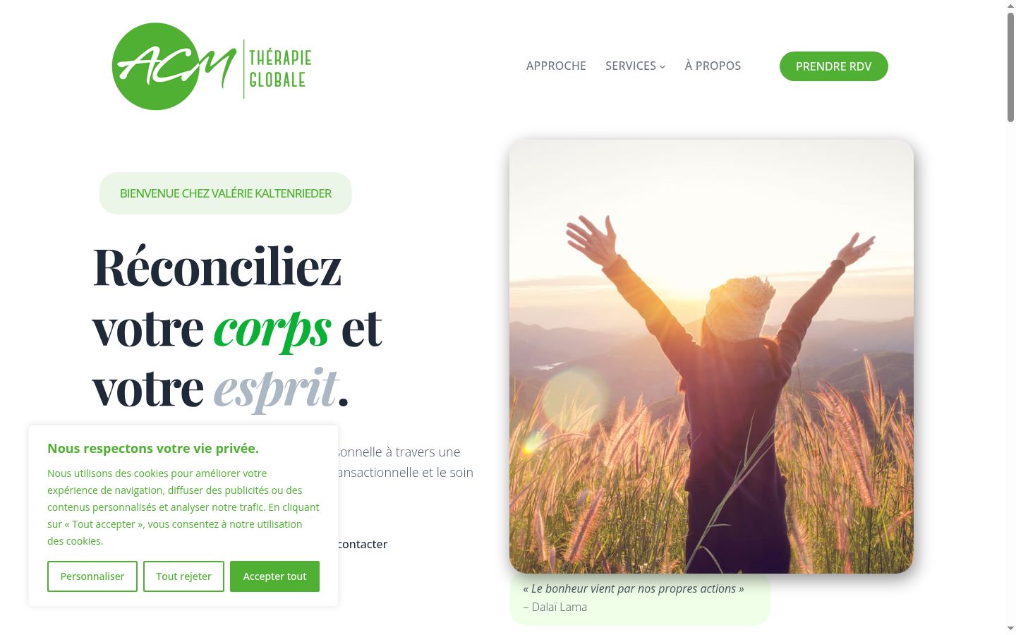 Capture d'écran de la bannière de consentement affichée avant toute interaction
