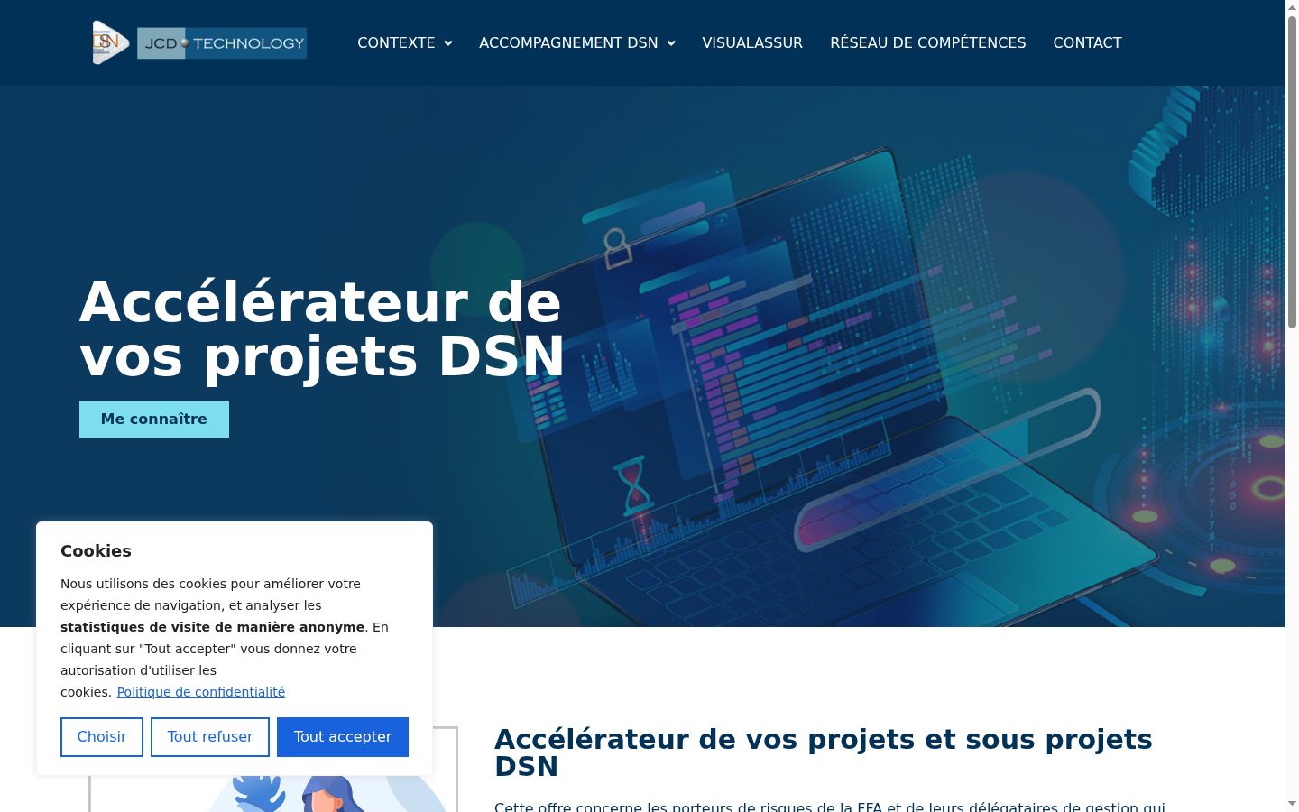 Capture d'écran de la bannière de consentement affichée avant toute interaction