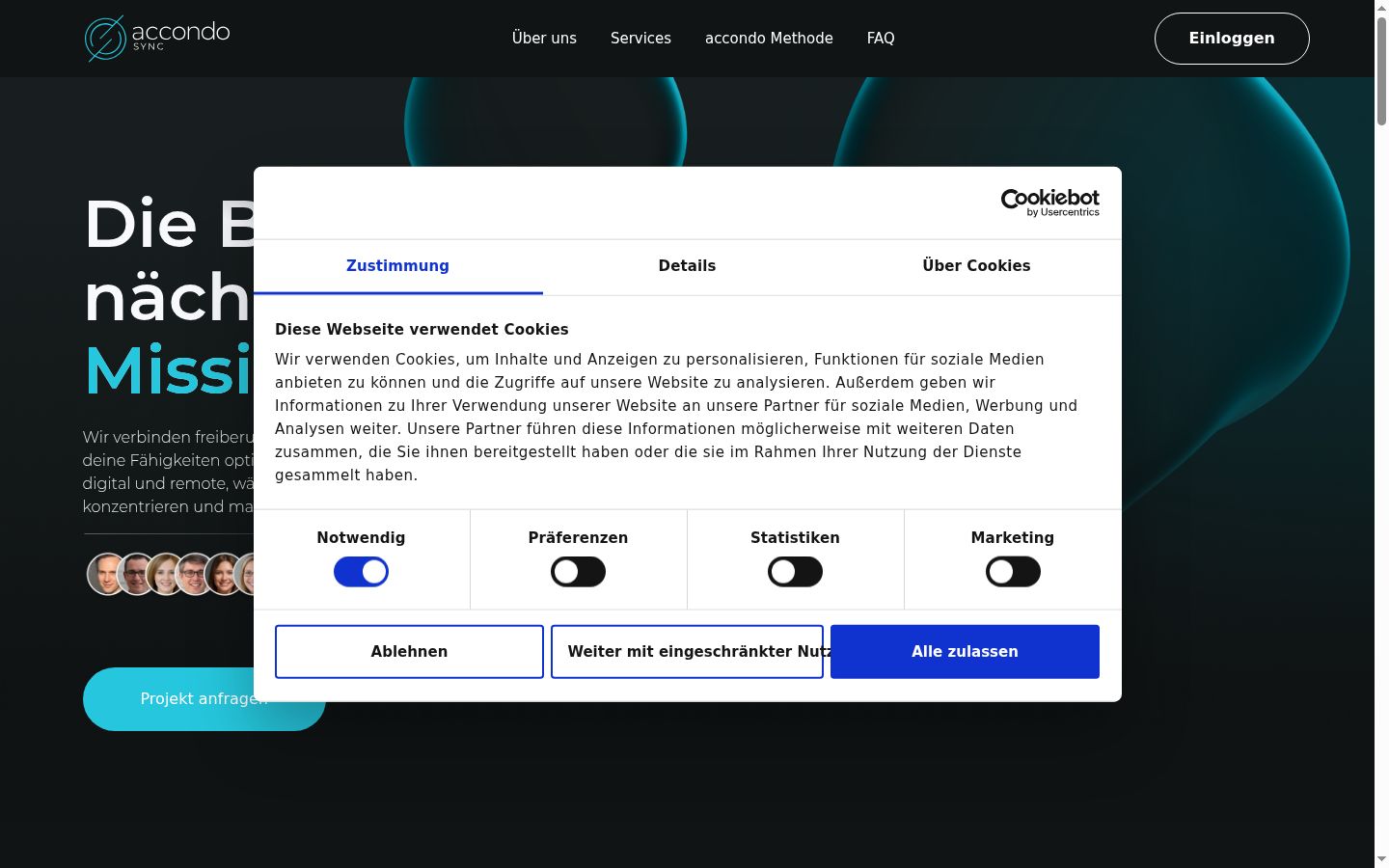 Screenshot van de toestemmingsbanner zoals getoond vóór enige interactie
