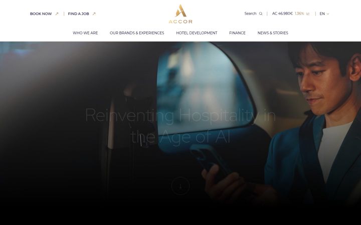 Snímek obrazovky accor.com