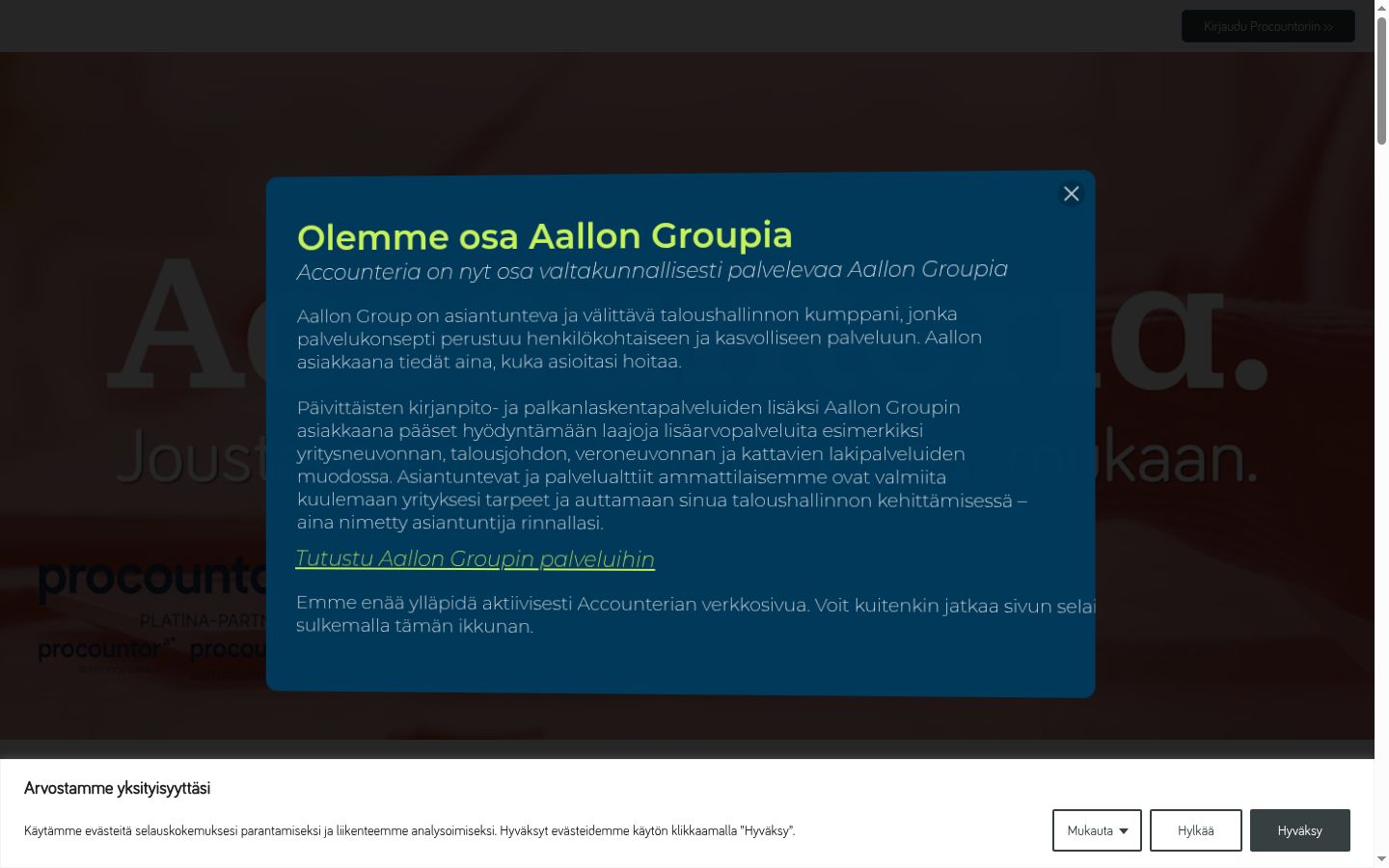 Captura de ecrã do banner de consentimento apresentado antes de qualquer interação