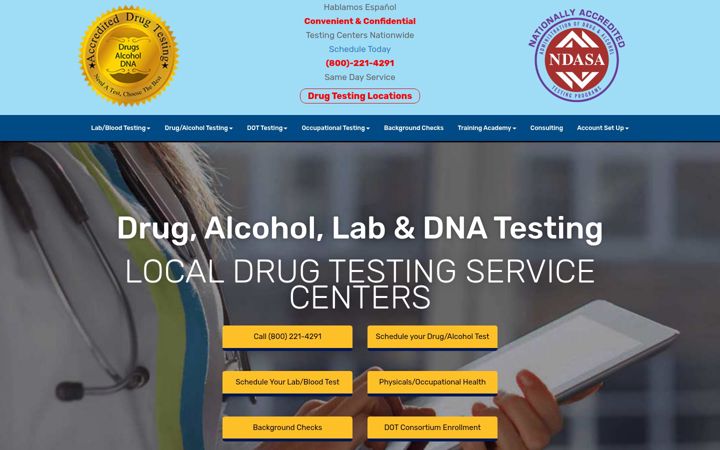 Screenshot of accrediteddrugtesting.com