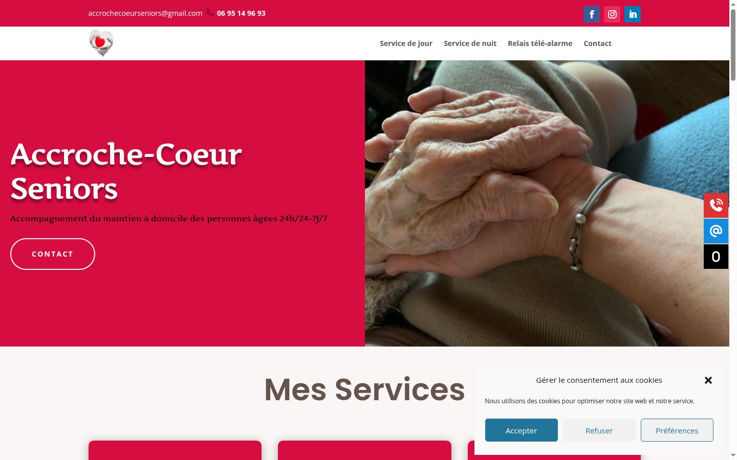 Capture d'écran de la bannière de consentement affichée avant toute interaction