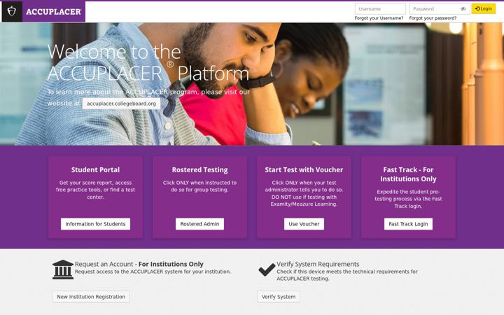 Screenshot of accuplacer.org