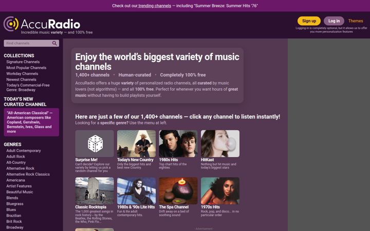 Snímek obrazovky accuradio.com