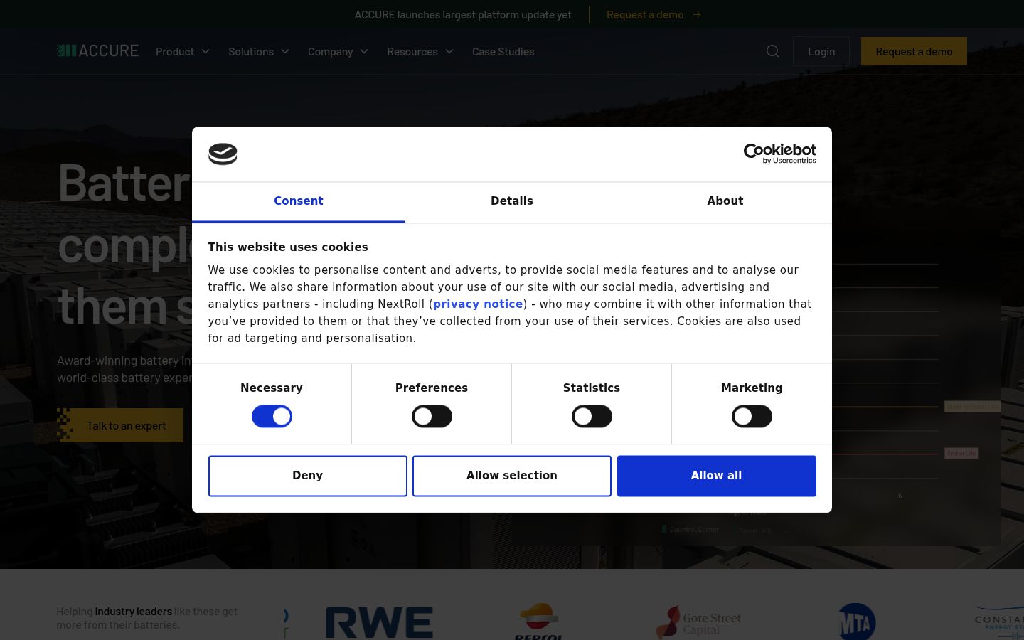 Zrzut ekranu banera zgody wyświetlanego przed jakąkolwiek interakcją