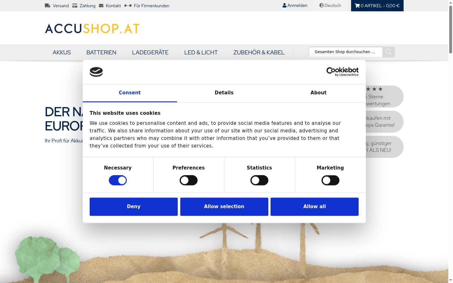 Screenshot of the consent banner shown before any interaction