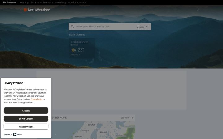 Zrzut ekranu accuweather.com